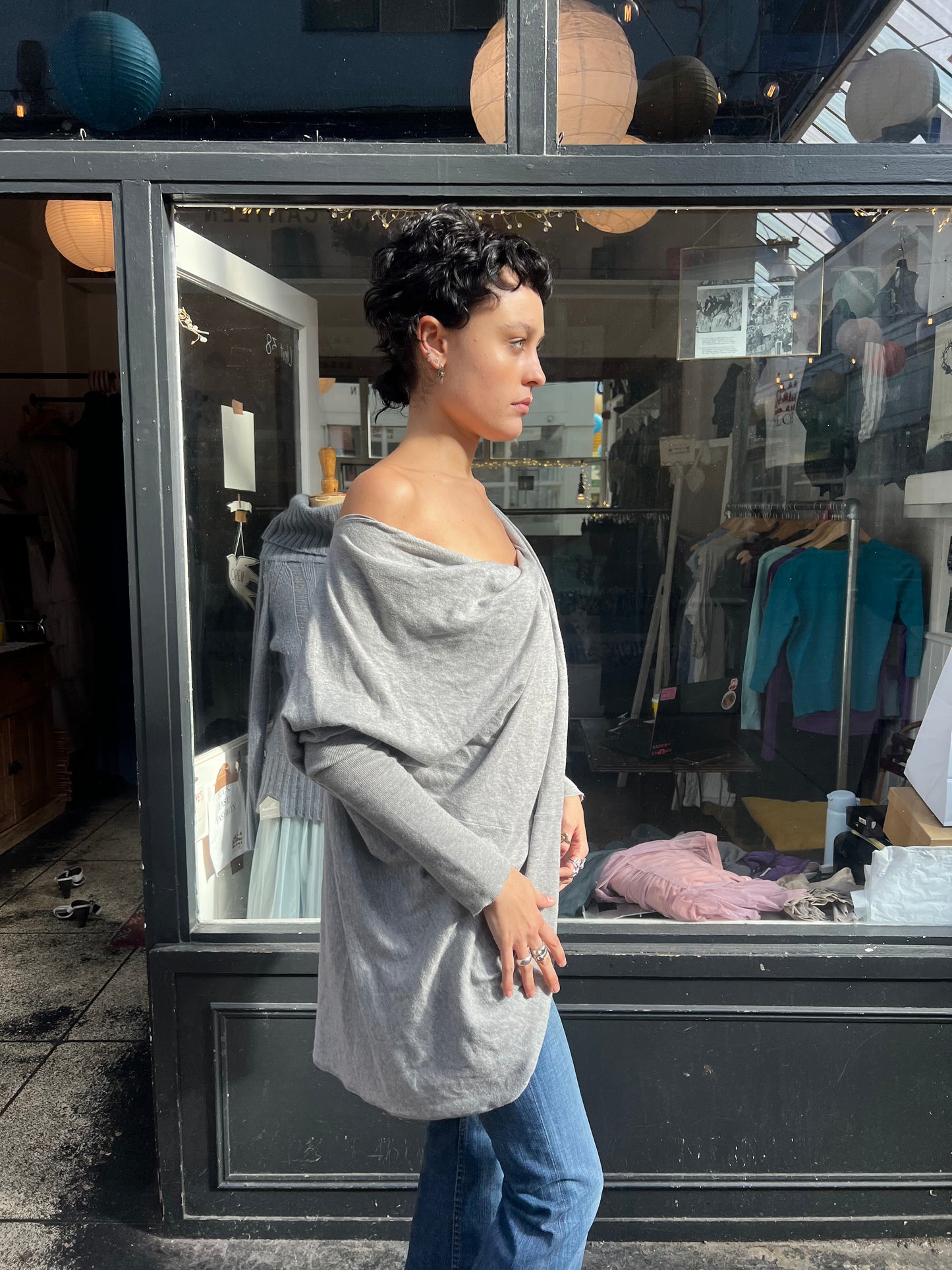 All saints 100% cotton grey slouchy jumper