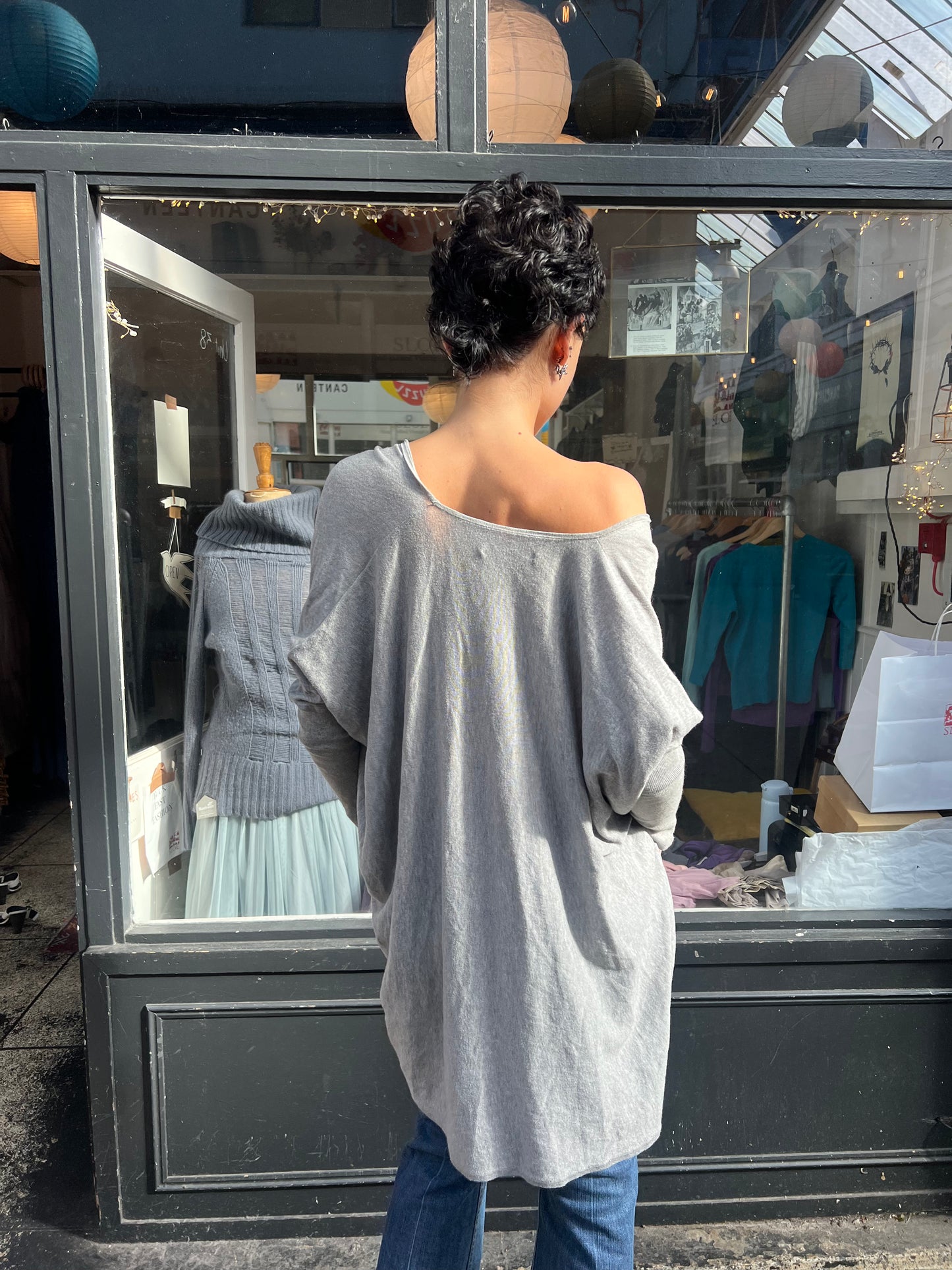 All saints 100% cotton grey slouchy jumper