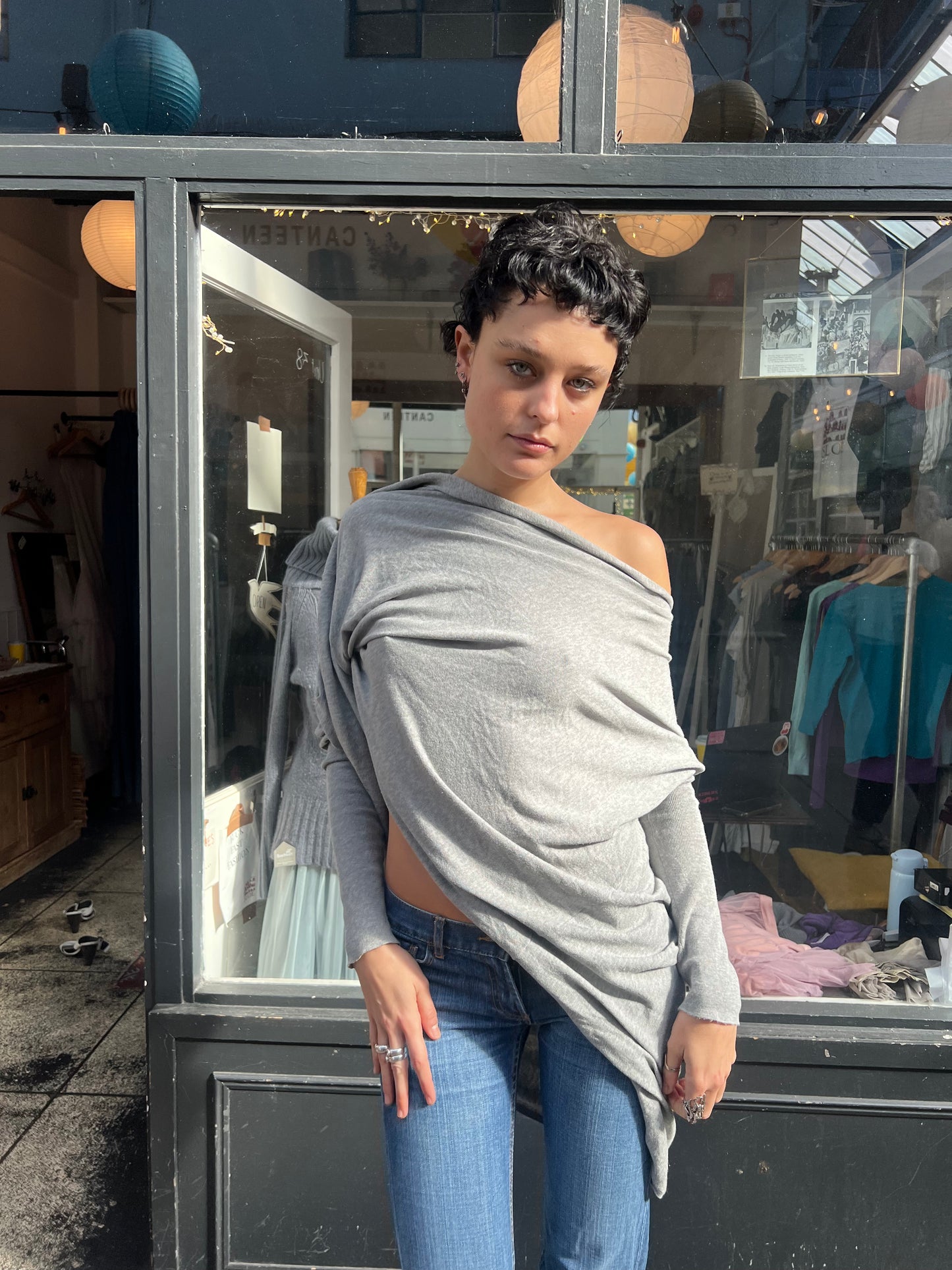 All saints 100% cotton grey slouchy jumper