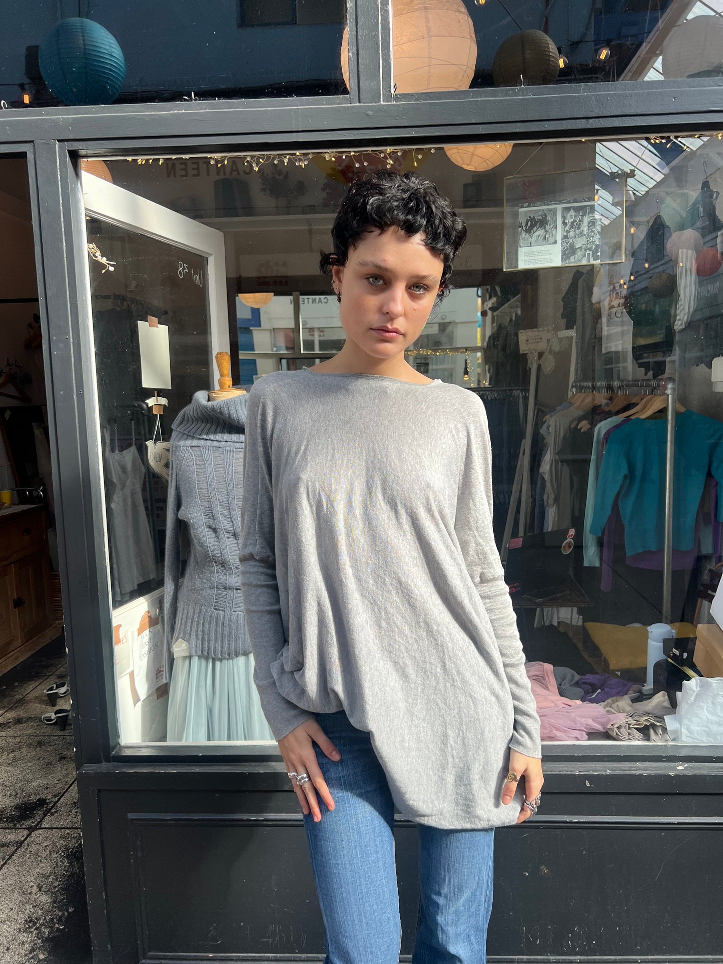 All saints 100% cotton grey slouchy jumper