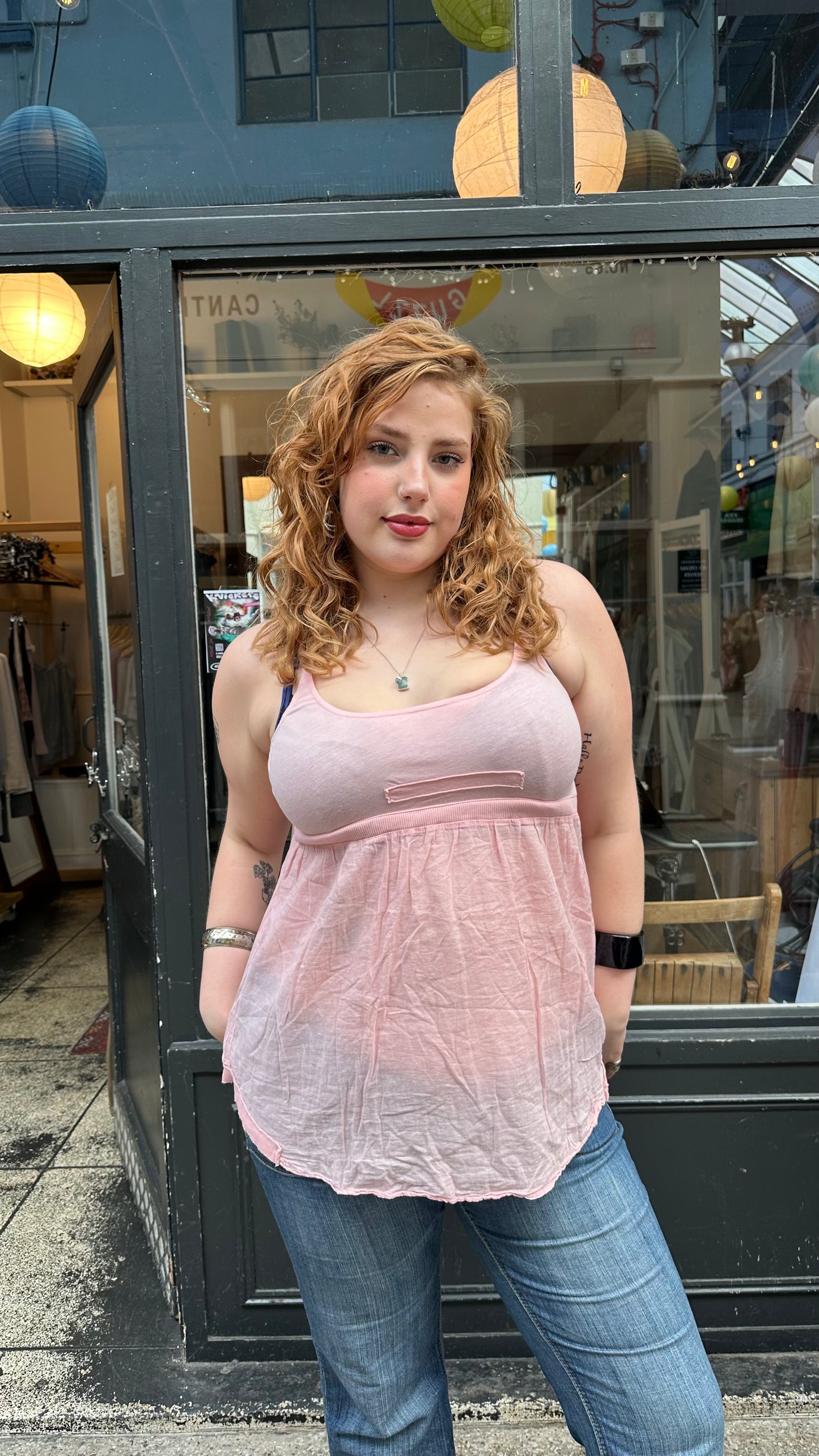 Pink cotton baby doll top