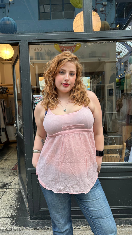 Pink cotton baby doll top