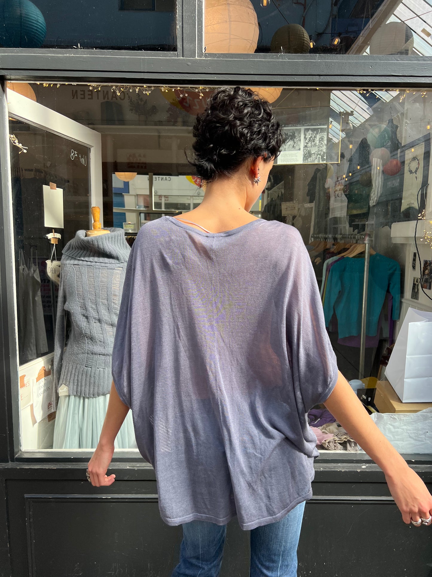 Grey blue batwing cardigan