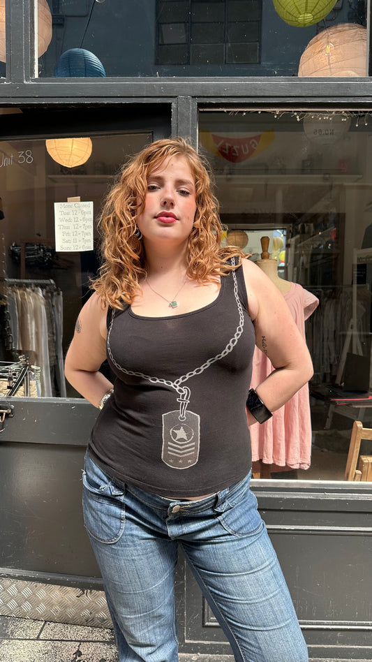 Black tank top with cut out back