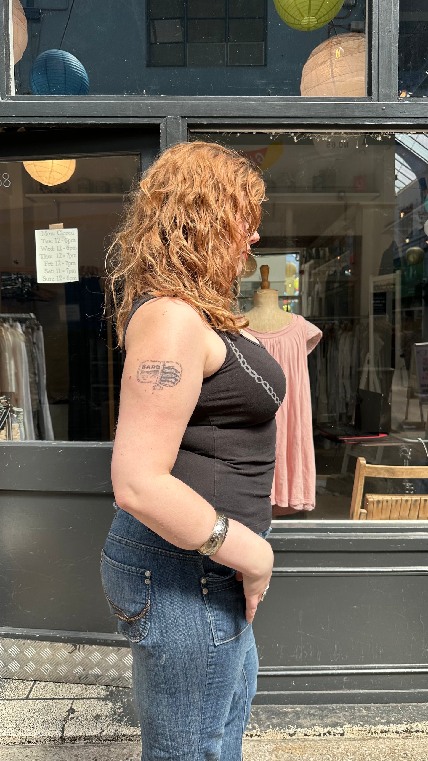 Black tank top with cut out back RUMMAGE