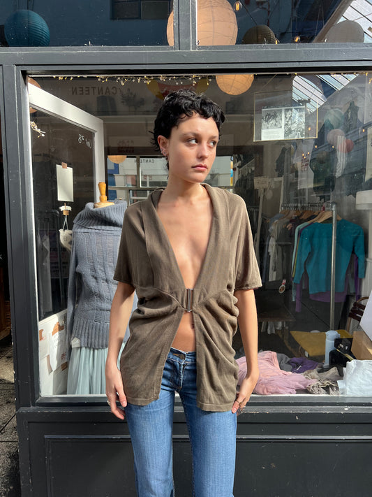 Khaki 100% cotton Bolero cardigan