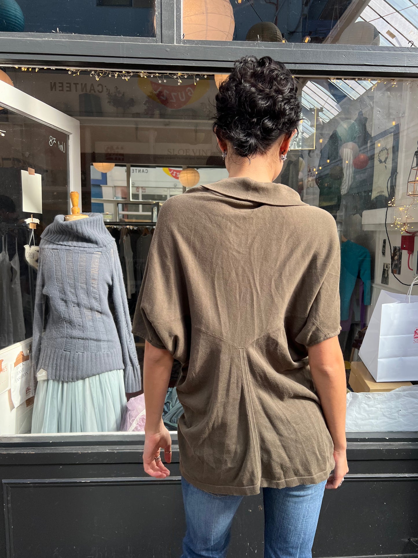 Khaki 100% cotton Bolero cardigan