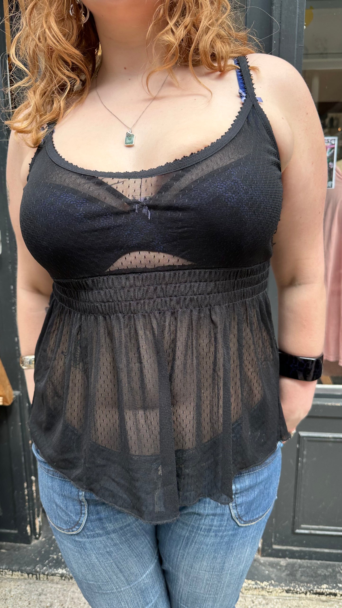 Black sheer baby doll top RUMMAGE