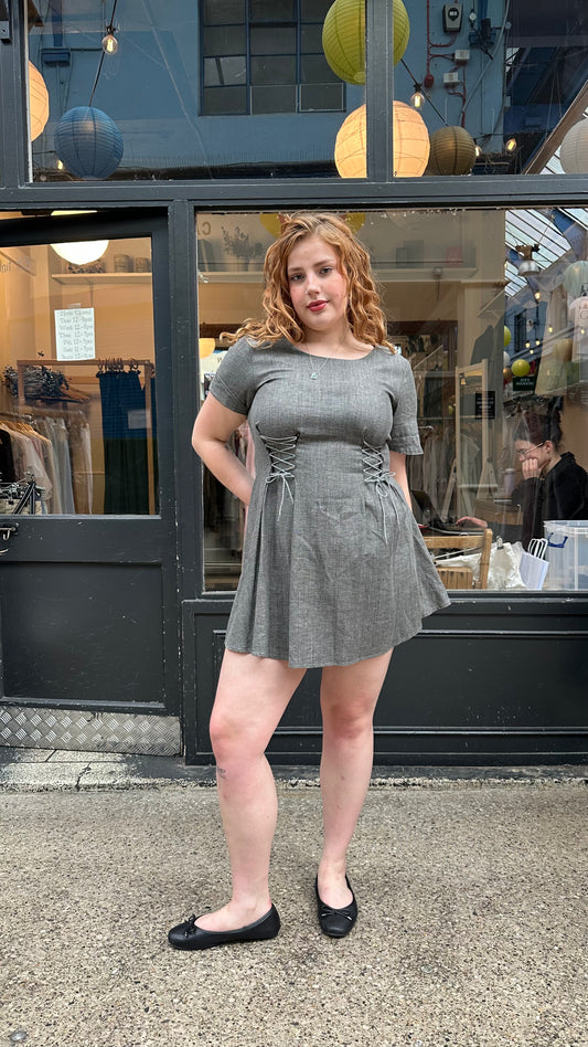 Grey corseted mini dress